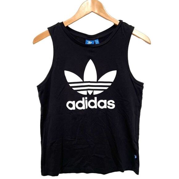 Adidas Originals Trefoil Logo Sleeveless Tank Top Black White size unisex S - Picture 1 of 10